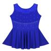 Moily Big Girls Shiny Rhinestone Mesh Splice Back Figure Ice Skating Dress Ballet Tank Leotard Dancewear Blue 14 view 3