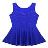 Moily Big Girls Shiny Rhinestone Mesh Splice Back Figure Ice Skating Dress Ballet Tank Leotard Dancewear Blue 14 view 4