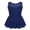 CHICTRY Kids Girls Sparkling Rhinestone Dance Dress Spandex Tutu Skating Ballet Gymnastics Leotard Costume r1 Sparkly Navy Blue 8 view 1