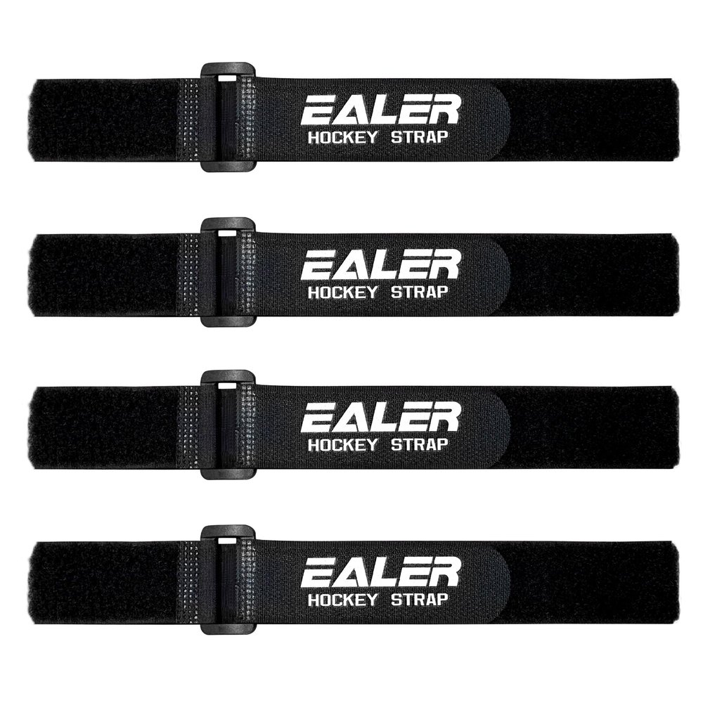 EALER Heavy Duty Hockey Shin Straps for Easy Use (Black)