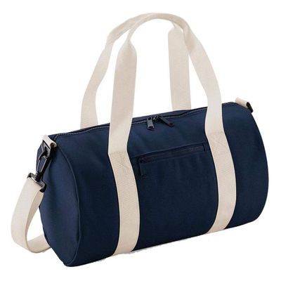 Unisex Travel Use Mini Barrel Bag Adults Sports Wear Gym Wear Hold All Mini Bag French Navy/Off White