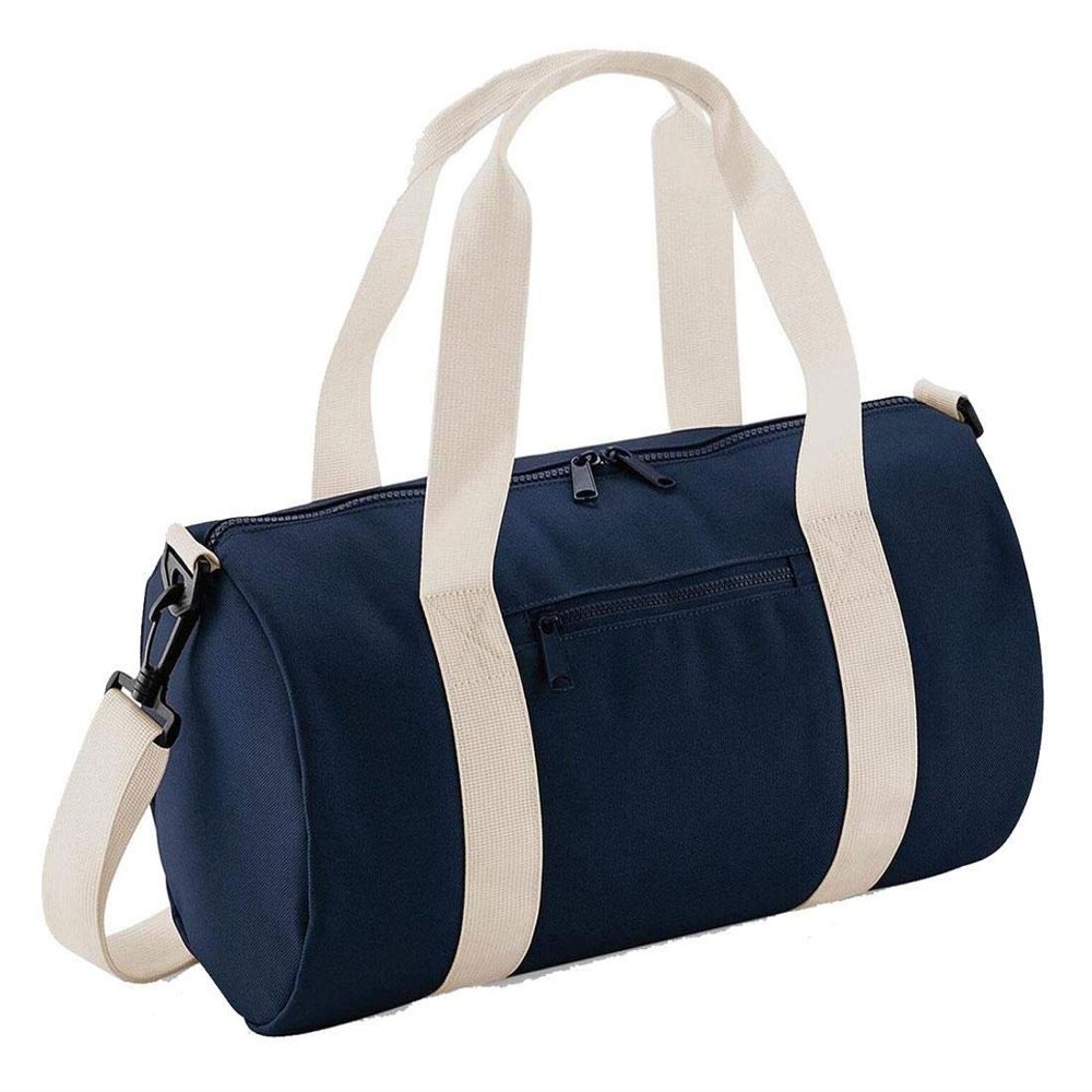 Unisex Travel Use Mini Barrel Bag Adults Sports Wear Gym Wear Hold All Mini Bag French Navy/Off White