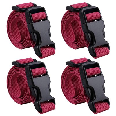 MAGARROW 40" 60" Strap Buckle Packing Straps Adjustable 1-Inch Belt (1" Wide - 40" Long, Red (4-Pack))