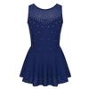 ACSUSS Kids Girls Rhinestone Roller Figure Skating Leotard Ballet Ice-skating Gymnastics Competition Costume Navy Blue 12 Years view 1