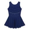 ACSUSS Kids Girls Rhinestone Roller Figure Skating Leotard Ballet Ice-skating Gymnastics Competition Costume Navy Blue 12 Years view 4