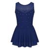 FEESHOW Girls Spakle Rhinestones Figure Ice Skating Dress Gymnastic Tank Leotard Ballet Dance Tutu Dress Navy Blue 6 view 1