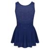 FEESHOW Girls Spakle Rhinestones Figure Ice Skating Dress Gymnastic Tank Leotard Ballet Dance Tutu Dress Navy Blue 6 view 2