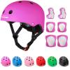 KAMUGO Kids Adjustable Helmet, with Sports Protective Gear Set Knee Elbow Wrist Pads for Toddler Age 3-8 Boys Girls, Bike Skateboard Hoverboard Scooter Rollerblading Helmet Set (Purple) view 1