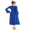 REXREII Womens Bell Sleeve V-Shaped Ruffle Worship Praise Dance Dress Bi Color Skirt Full Length Liturgical Lyrical Dancewear Royal Blue XXL view 3