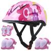 Lamsion Kids Helmet Adjustable with Sports Protective Gear Set Knee Elbow Wrist Pads for Toddler Ages 5 to 8 Years Old Boys Girls Cycling Skating Scooter Helmet-(Pink Sun Flower) view 1