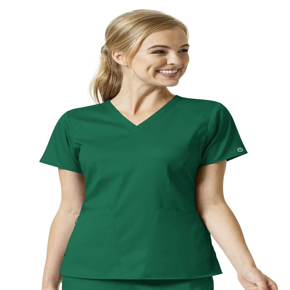 WonderWink Womens Women's Four Pocket V-Neck Top Medical Scrubs Shirt, Hunter, 2X US
