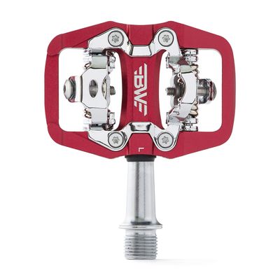 BW USA Rock Garden Flat Pedal - SPD Compatible Clipless MTB Bike Pedals - Red