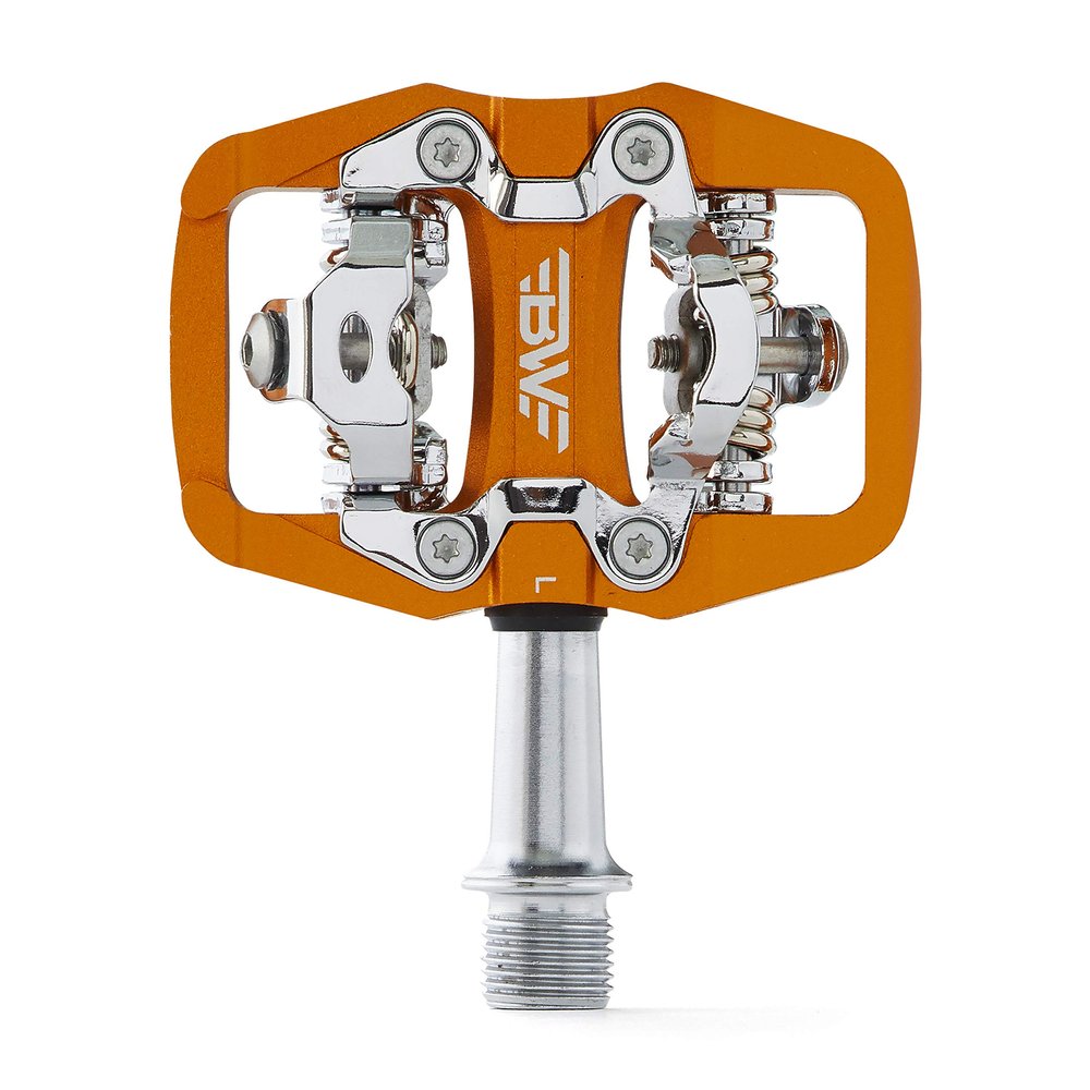 BW USA Rock Garden Flat Pedal - SPD Compatible Clipless MTB Bike Pedals - Orange