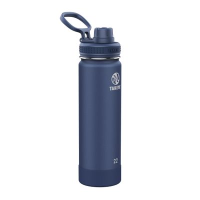Takeya Actives Water Bottle with Spout Lid - Bottle with Double Stainless Steel Insulation - Dishwasher Safe & BPA-Free - Bottle with Spout Lid & Removable Bumper - 22 oz, Midnight Blue
