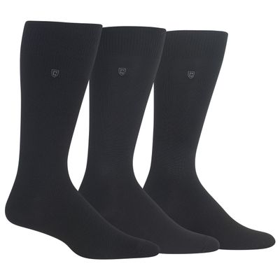 Chaps Mens Super Soft Dress Crew - 3 Pair Pack Patterns And Textures Casual Sock, Black Birdseye Textured, 6-12 US