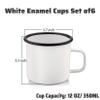 P&P CHEF Enamel Camping Coffee Mug Set of 6, Small Colored Mugs Cups for Family Gathering/Friend Party/Camping/Picnic/Fishing, Lightweight & Portable -12 Ounce, 350ML & White view 2