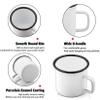 P&P CHEF Enamel Camping Coffee Mug Set of 6, Small Colored Mugs Cups for Family Gathering/Friend Party/Camping/Picnic/Fishing, Lightweight & Portable -12 Ounce, 350ML & White view 3