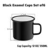 P&P CHEF Enamel Camping Coffee Mug Set of 6, Small Colored Mugs Cups for Family Gathering/Friend Party/Camping/Picnic/Fishing, Lightweight & Portable -12 Ounce, 350ML & Black view 2