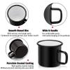 P&P CHEF Enamel Camping Coffee Mug Set of 6, Small Colored Mugs Cups for Family Gathering/Friend Party/Camping/Picnic/Fishing, Lightweight & Portable -12 Ounce, 350ML & Black view 3