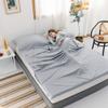 Sleeping Bag Liner Lightweight with Carry Bag, Soft Cotton Travel Sheet in Built Pillow case, for Hotel Train Trip Hiking Camping Outdoor Picnic,Gray,200x215cm(79x85) view 1