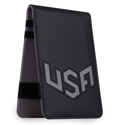 BIG TEETH Golf Scorecard Holder Yardage Book Cover USA Pattern Golf Accessories Leather Fit for Most Back Pocket (Grey)
