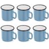 P&P CHEF Enamel Camping Coffee Mug Set of 6, Small Colored Mugs Cups for Family Gathering/Friend Party/Camping/Picnic/Fishing, Lightweight & Portable -12 Ounce, 350ML & Blue view 1