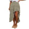 BTFBM Women 2026 Spring Summer Long Skirts Dress Boho Floral Elastic Waist Split Ruffle High Low Beach Maxi Skirt Clothes(Green, Small) view 1