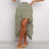 BTFBM Women 2026 Spring Summer Long Skirts Dress Boho Floral Elastic Waist Split Ruffle High Low Beach Maxi Skirt Clothes(Green, Small) view 2