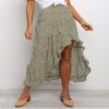 BTFBM Women 2026 Spring Summer Long Skirts Dress Boho Floral Elastic Waist Split Ruffle High Low Beach Maxi Skirt Clothes(Green, Small) view 3