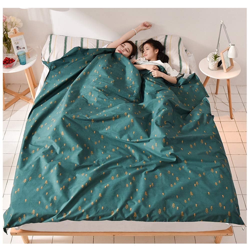 Cotton Sleeping Bag Liners Lightweight Dirt-Proof Travel Camping Adult Sheet Hotel Sleep Bag Sack with in Built Pillow Case for Travel, Hotels Train,1,160x210cm(63x83)