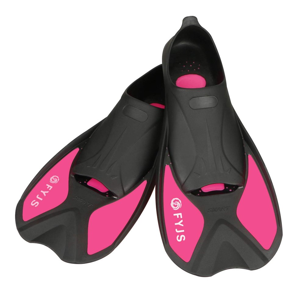 F FYJS Short Swim Fins, Travel Size Diving Flippers with Mesh Carrying Bag for Adult Men Women