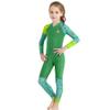 Kids Girls Swimsuit One Piece Water Sports UPF 50 Sun Protection Rash Guard Long Sleeves Front Zip Full Suit Thermal Wetsuit Swimwear for Swimming Diving Snorkeling Surfing Green 7-8 Years view 2