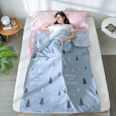 Sleeping Bag Liner Cotton Sleep Sacks Adults with Open Side Buckle Tear-Proof and Carrying Pouch, Camping Travel Sheets with Full Length Zipper,D,120x220cm(47x87)
