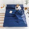 Sleeping Bag Liner Lightweight with Carry Bag, Soft Cotton Travel Sheet in Built Pillow case, for Hotel Train Trip Hiking Camping Outdoor Picnic,Navy,180x215cm(71x85) view 1