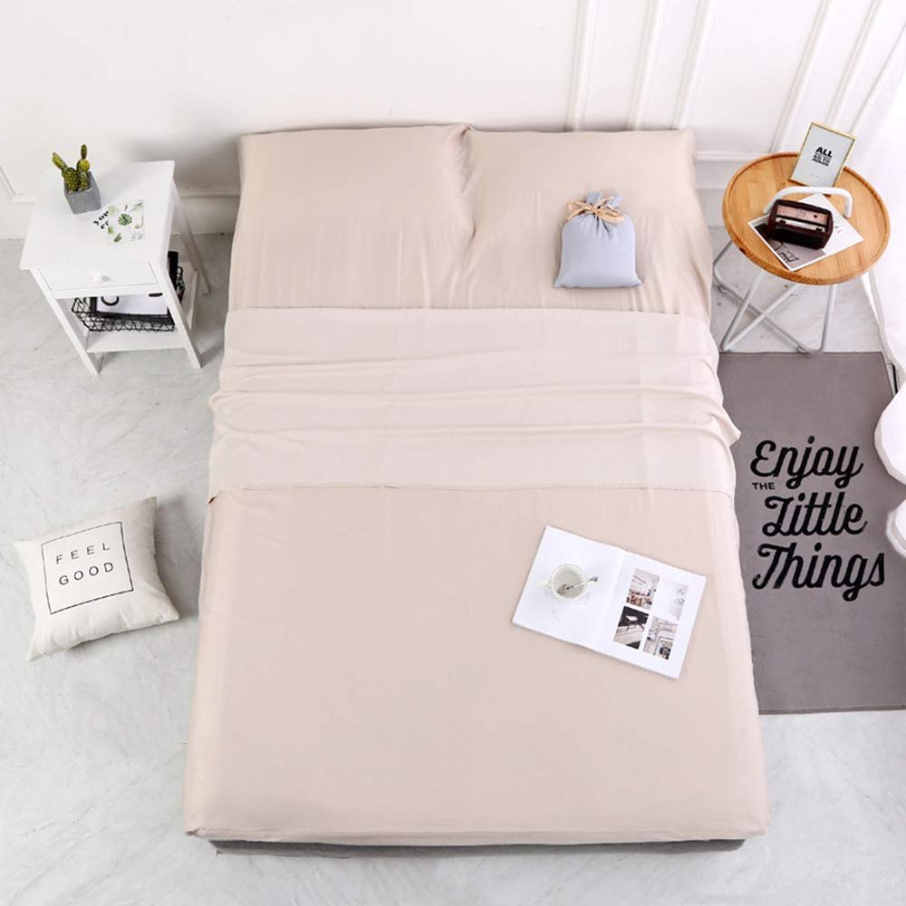 Sleeping Bag Liner Lightweight Travel Camping Sheet Soft Cotton Indoor Envelope Adult Sleep Sack with Zipper on The Bottom for Hotel Outdoor Traveling Backpacking,Camel,180 * 220cm(71x87)