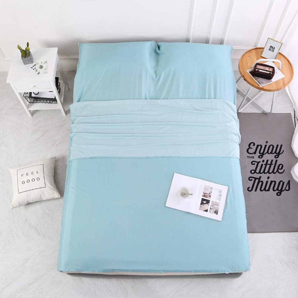 Sleeping Bag Liner Lightweight Travel Camping Sheet Soft Cotton Indoor Envelope Adult Sleep Sack with Zipper on The Bottom for Hotel Outdoor Traveling Backpacking,Blue,180 * 220cm(71x87)