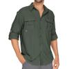 Mens UPF Long Sleeve Shirt UV Sun Protection Hiking Fishing Safari Quick Dry Cool Utility (5052 Army Green XXL) view 1