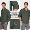 Mens UPF Long Sleeve Shirt UV Sun Protection Hiking Fishing Safari Quick Dry Cool Utility (5052 Army Green XXL) view 4