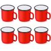 P&P CHEF Enamel Camping Coffee Mug Set of 6, Small Colored Mugs Cups for Family Gathering/Friend Party/Camping/Picnic/Fishing, Lightweight & Portable -12 Ounce, 350ML & Red view 1