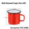 P&P CHEF Enamel Camping Coffee Mug Set of 6, Small Colored Mugs Cups for Family Gathering/Friend Party/Camping/Picnic/Fishing, Lightweight & Portable -12 Ounce, 350ML & Red view 2