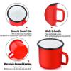 P&P CHEF Enamel Camping Coffee Mug Set of 6, Small Colored Mugs Cups for Family Gathering/Friend Party/Camping/Picnic/Fishing, Lightweight & Portable -12 Ounce, 350ML & Red view 3