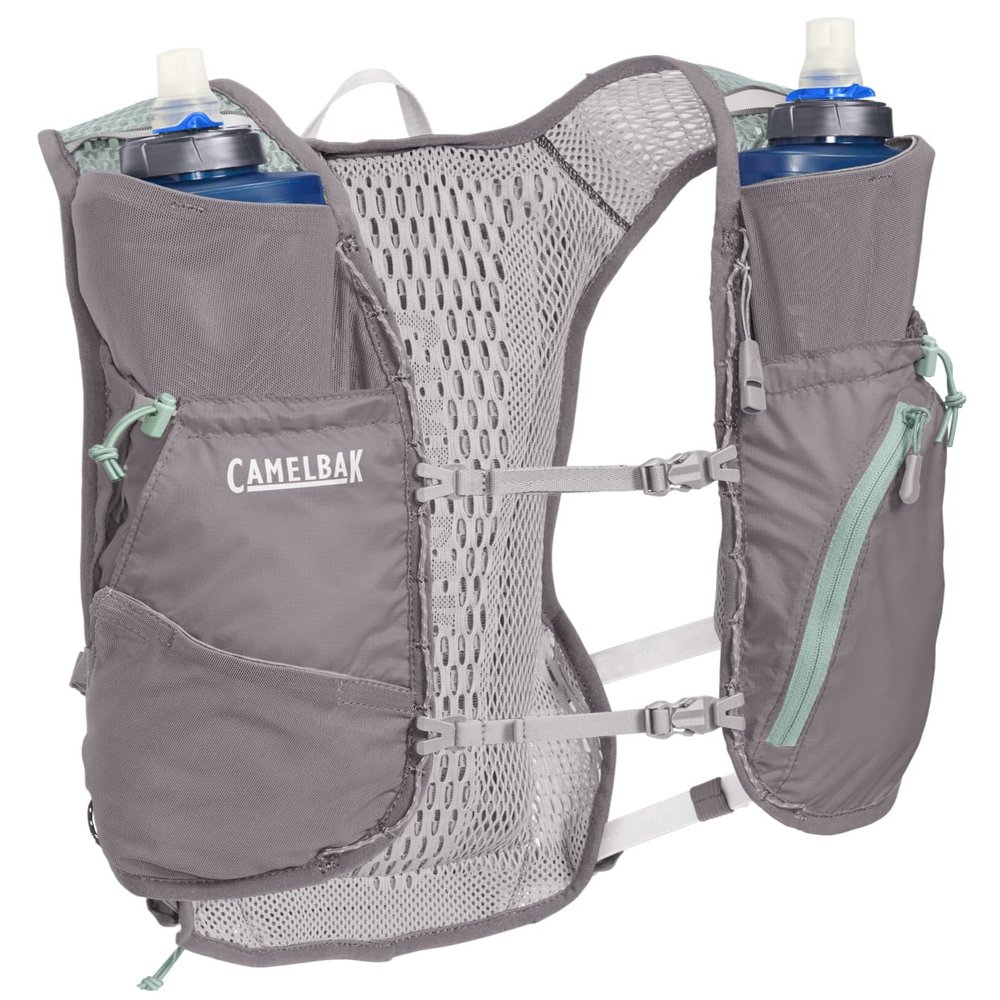 CamelBak Womens Zephyr Running Hydration Vest 34oz Body Mapping Technology, Silver/Blue Haze