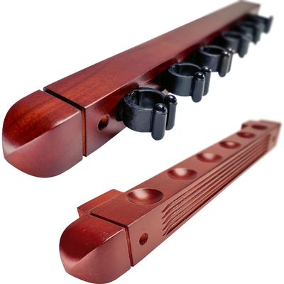 BALIKEN Pool Cue Holder Wall Mount, The Pool Stick Rack can Hold 6 Cue Sticks & has 2-Pieces Made of Solid Natural Wood
