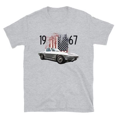 1967 Chevy 'Vette American Classic Car Short-Sleeve Unisex T-Shirt Sport Grey