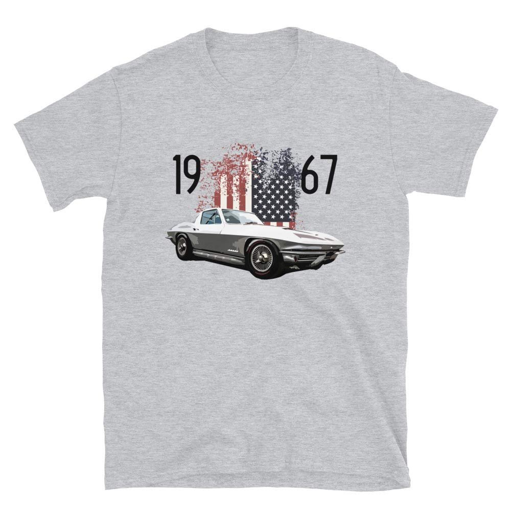 1967 Chevy 'Vette American Classic Car Short-Sleeve Unisex T-Shirt Sport Grey