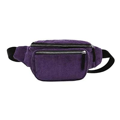 Waist Pack Vintage Corduroy Waist Packwomen Girls Pouch Belt Double Zipper Chest Bags Retro Waist Pack Pure Crossbody Bag