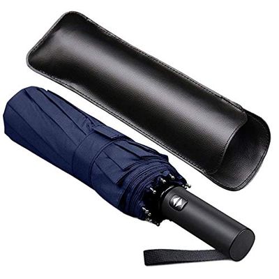 lliang Umbrella Windproof Travel Umbrella With Teflon Canopy, Lengthened Handle With Auto Open Close Button, Compact Protection
