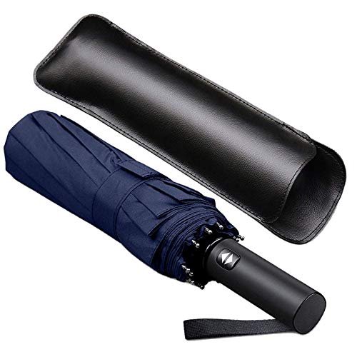 lliang Umbrella Windproof Travel Umbrella With Teflon Canopy, Lengthened Handle With Auto Open Close Button, Compact Protection