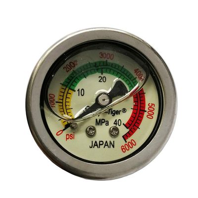 UP100 PCP Paintball High Pressure Liquid/Oil-Filled Dive Pump Pressure Gauge 46MM 40MPA / 6000PSI M10 * 1
