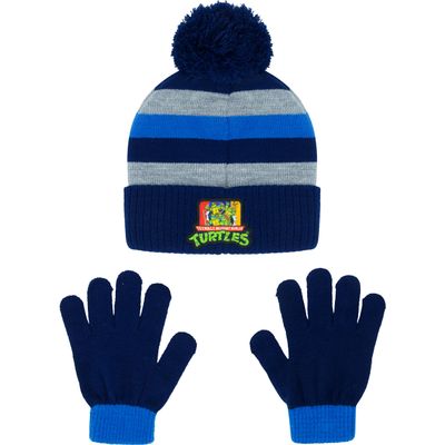 Teenage Mutant Ninja Turtles Beanie Hat and Gloves Set, TMNT Kids Cuff Winter Knit Cap and Mittens, Multi, One Size